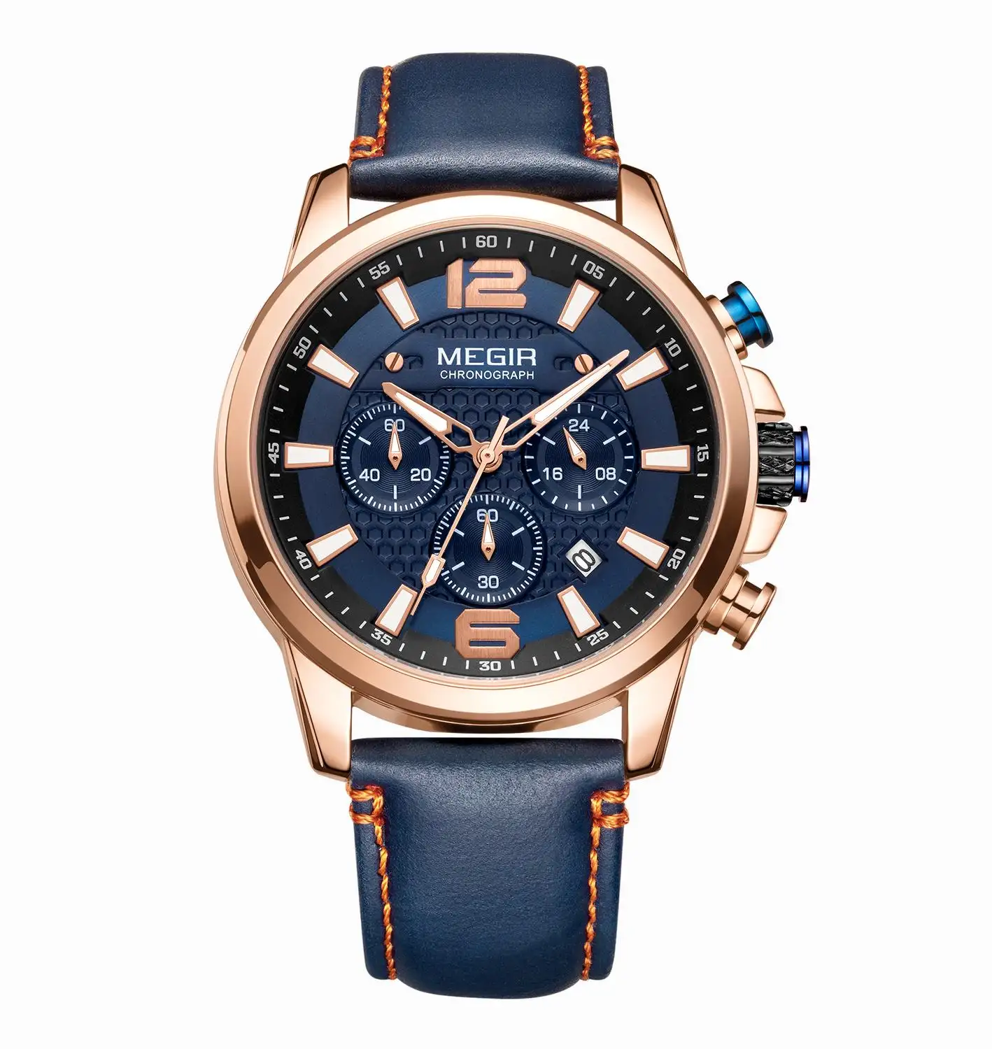 Top Brand Luxury MEGIR Watch Men Waterproof Chronograph Male Clock Full Steel Business Man Sport Wristwatch 2156