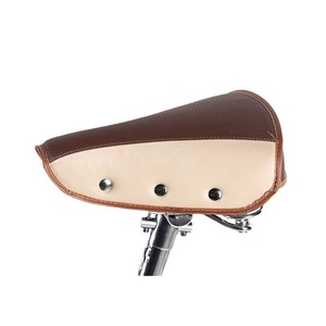 Asiento de Bicicleta Urbana de Cuero Marrón Beige de Doble Tono, Estilo Vintage, Cómodo para Ciclismo Urbano - Product Image 1