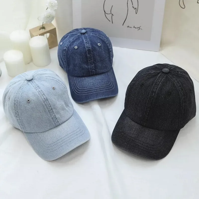 قبعات دينم جينز كلاسيكية قابلة للتعديل حسب الطلب قبعات بيسبول بشعار للرجال والنساء
