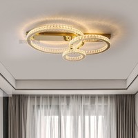 Plafonnier LED moderne, simple et luxueux en acier inoxydable et cristal, super lumineux pour chambre principale et salle à manger