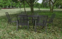 Revêtement en poudre de table de patio en acier intérieur-extérieur à mailles métalliques carrées
