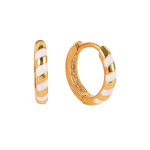 ROXI Pendientes de Aro Coloridos de Plata 925 Bañados en Oro de 18K con Esmalte y Circonita Cúbica, Tipo Huggie - Product Image 3