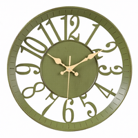 Horloge murale contemporaine bleu-vert squelette, grand format, silencieuse, pour salon, aiguilles dorées, cadre en plastique