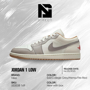 Air Jordan 1 Low 'Sail College Grey' Zapatillas de Moda de Cuero Estilo Casual con Cordones para Caminar y Skateboarding - Product Image 6