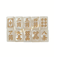 Jeu de Mahjong de Luxe en Nacre Peint à la Main avec Encre Dorée, Couleurs Personnalisées, Tuiles de Mahjong Américaines en Nacre
