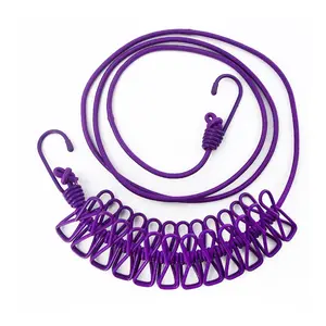 Corde à linge rétractable portable de voyage avec 12 clips cintre corde à linge corde à linge réglable pour l'extérieur