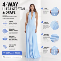 Robe longue froncée extensible 4 directions sur mesure OEM pour femme, respirante et élastique, robe de soirée, marque privée, longueur personnalisée, faible MOQ, vente en gros