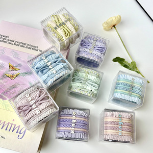 Korean Style Hair Ties Women Boxed Set High Elasticity Nylon Hair Accessories Daily Use Solid Color Braided Ruffled Bow Design - Product Image 4