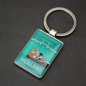 Kim loại trống Keychain cả hai mặt lớn hình chữ nhật Keyring Epoxy - Product Image 4
