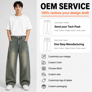 <span class=keywords><strong>Pantalones</strong></span> Vaqueros Personalizados para <span class=keywords><strong>Hombre</strong></span>, de Algodón de Alta Calidad, Lavado Ligero, Estilo Holgado, <span class=keywords><strong>Tallas</strong></span> Grandes - Product Image 1