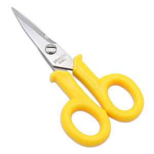 Tijeras multiusos de acero inoxidable con mango amarillo, tijeras de electricista de grado industrial para cortar alambre y chapa metálica - Product Image 2