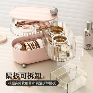 Desktop Storage <b>Box</b> With Partitions 4 In 1 Rotating <b>Makeup</b> Organizer For Skincare Beauty Tools Hair Accessories - Product Image 3