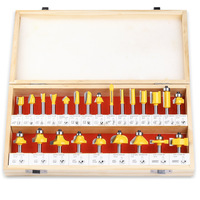 Ensemble de 24 fraises à bois avec tige de 1/2 et 1/4, pointes en carbure de 3, 6, 12, 16 mm, personnalisable, support ODM/OEM pour le travail du bois, emballé dans une boîte en bois