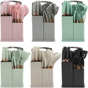 Newest 19-Piece Eco-Friendly <b>Silicone</b> Kitchen Utensil Set Wooden Handles Multifunction Non-Stick Heat Resistant Cooking <b>Tools</b> - Product Image 1
