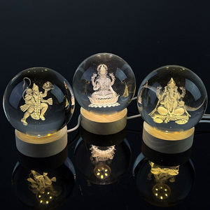 New Custom Hindu Ganesh God Crystal Ball 3D Laser Engraved Religious Night Light Glass Ball Decor Souvenir Gifts MH-Q0285
