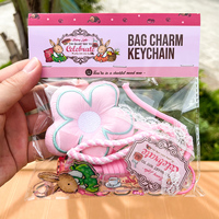 Gantungan Kunci Bunga Kain Ramah Lingkungan yang Lucu, Liontin Kelinci Vintage dari Akrilik, Rumbai Mutiara, Gantungan Tas, Kunci Kustom dari Baja Anti Karat
