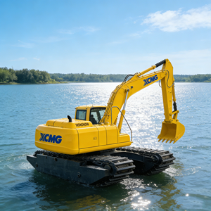 Excavatrice amphibie polyvalente et économique pour le creusement de bassins et la lutte contre les inondations - Product Image 1
