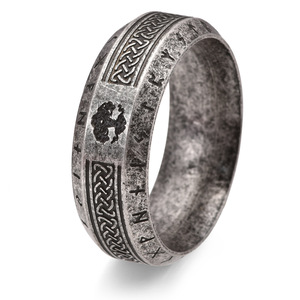 Erkekler için Rune Kabuk Yüzük Paslanmaz Çelik Titanyum Çelik Vintage İskandinav Tarzı Basit Takı Toptan - Product Image 4