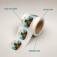 Autocollant transparent personnalisé avec logo, papier thermique adhésif en rouleau, étiquette pour bouteille de fruits, cosmétiques, soins de la peau, pot