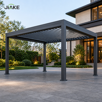 Pergola Jiake avec toit motorisé à lames en aluminium et toit imperméable pour les bâtiments de jardin, les espaces extérieurs et les patios