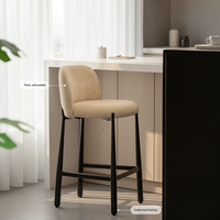 Tabouret de bar moderne de luxe nordique en tissu, avec dossier rembourré confortable, pour îlot de cuisine ou comptoir de restaurant