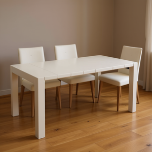 Tavolo da Pranzo Allungabile Homeera, Bianco Crema, Rettangolare in Plastica, Design Moderno e Minimalista, 6 Posti, Arredamento per la Casa - Product Image 2