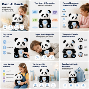 Peluche de Panda Cariñoso para Compañía, Abrazos y Calma, con Corazón LED de Poliéster, Ideal para Fiestas - Product Image 5