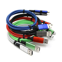 Cable de Carga Rápida 4 en 1 PD 60W 3A, Cable Multi-Cargador de Nylon Trenzado USB-A a USB-C y USB-C a 8 Pines, Accesorios para Teléfonos Móviles