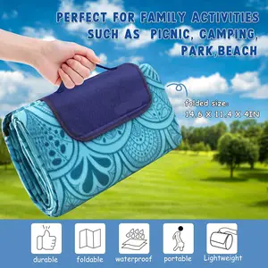CVS 100% Polyester polaire Camping plage en plein air tapis de pique-nique personnalisé personnalisé portable pliant imperméable couverture de pique-nique - Product Image 4