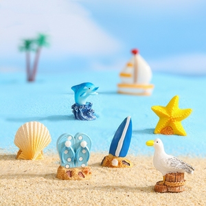 Serie personalizzabile Micro paesaggio oggetti artigianali in resina piccola spiaggia oceano ornamenti tavola da surf barca a vela Seashell modello decorativo - Product Image 2