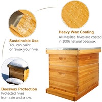 10-Rahmen-Holz-Bienenstockboden mit Wabenstruktur, getränkt in 100 % Bienenwachs – Set enthält 1 tiefe und 1 mittlere Box