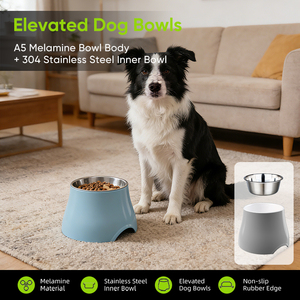 Vente en gros de gamelles pour animaux de compagnie en mélamine de qualité supérieure, design moderne, taille M, robustes, avec fond antidérapant pour chiens - Product Image 6