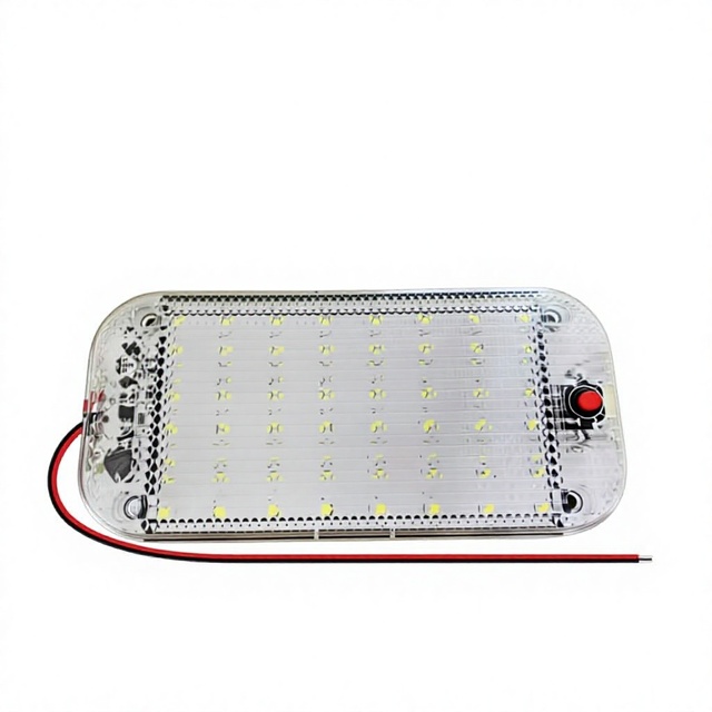 Super Bright 48SMD LED Interior Dome Light 12V-85V Car Truck Cargo Van Delivery Ceiling Lamp with Switch White 10000K