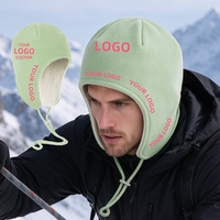 Bonnet unisexe en polaire double face avec cache-oreilles, coupe-vent, chaud, pour sports de plein air, ski, cyclisme, avec sangle de menton réglable