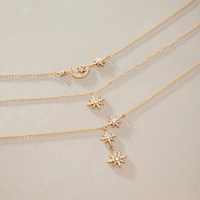 Collier Céleste en Acier Inoxydable 316L pour Femme, Pendentif Étoile et Lune en Cristal, Chaîne Fine Dorée avec Zircons Pavés, Bijoux en Gros