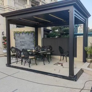 Pergola motorisée en aluminium marron moderne, imperméable, résistante au vent, anti-corrosion, abri extérieur réglable automatiquement pour jardin et <span class=keywords><strong>terrasse</strong></span> - Product Image 6