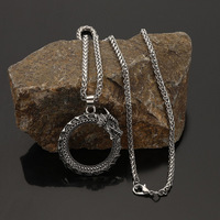Collier Pendentif Dragon Homme Acier Inoxydable Alliage Vintage Chaîne Dragon 60cm Bijoux Fête Gros