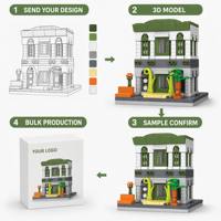 Set de Construcción de Bloques de Edificios Modernos con Techo Verde Personalizado, con Plantas y Banco, Juguetes Educativos para Niños para Ensamblar y Exhibir