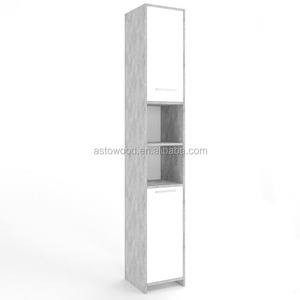 Wooden <strong>Tall</strong> <strong>Bathroom</strong> Cupboard <strong>Storage</strong> with Two Doors and Two Open Compartments - Product Image 1