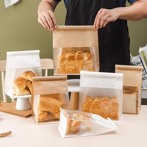 Sacs à pain en papier kraft imprimés sur mesure avec fenêtre transparente et fermeture à lien métallique, sacs d'emballage alimentaire de qualité alimentaire pour pain de mie, pain grillé et baguette - Product Image 2