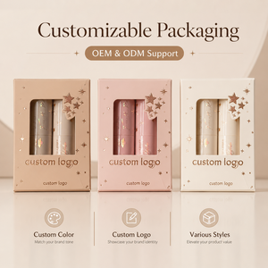 Custom Logo Rigid Cosmetic <b>Box</b> With Window Hot Stamping Stars Design Ivory Board Rectangle High-End Packaging - Product Image 3