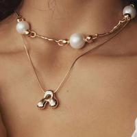 Gemnel Balloon Bubble Initial Pendant Necklace Personalized Chunky Statement Jewelry for Women Trendy Layered Gift Idea