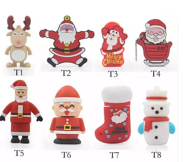 Christmas Gift USB Flash Drive 8GB 16GB 32GB USB 2.0 Customized PVC Promotional Gift with Rubber Enclosure
