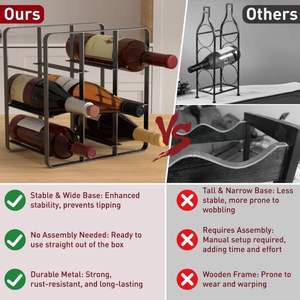 Porte-bouteilles de cuisine en métal autoportant et compact - Product Image 5