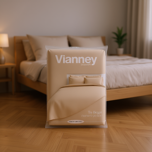 Set di Lenzuola Doppie Vianney Beige 100% Cotone 250Tc Antipiega per Uso Domestico 4 Pezzi - Product Image 2