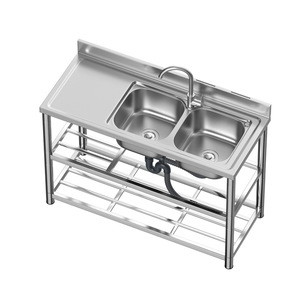 Fregadero grande de acero inoxidable, encimera gruesa, individual, doble, soporte para cuerpo de cocina, lavabo, hogar vegetal - Product Image 1