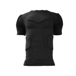 Laki-laki Padded Kompresi Kemeja Pelindung T Shirt Rib Pelindung Dada untuk Sepak Bola Paintball Bisbol