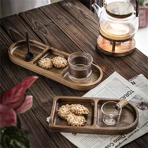 Platos: bandejas de madera de estilo japonés, <span class=keywords><strong>placa</strong></span> dividida retro Ovalada <span class=keywords><strong>para</strong></span> uso doméstico, plato de comedor fino, paletas de utensilios de cocina - Product Image 2