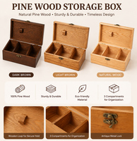 WanuoCraft Boîte de Rangement Vintage en Bois de Pin Faite à la Main pour Kit de Couture, Support Ciseaux, Organisateur de Travaux d'Aiguille en Bois Massif Personnalisé, Cadeau