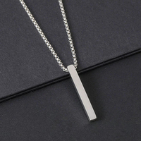 Collar con Colgante de Barra Vertical Simple con Logotipo Personalizado, Regalos para Parejas, Cuatro Barras Laterales